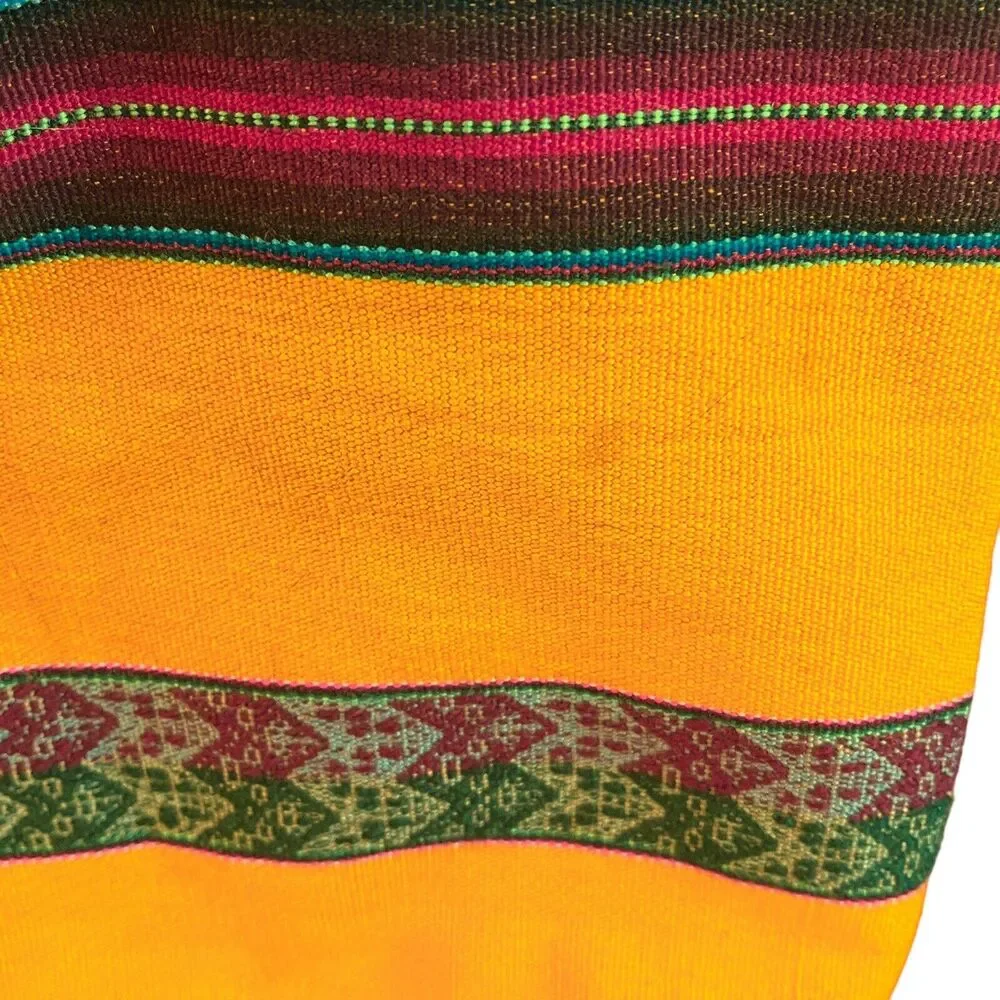 Peruvian Bag Purse Tote Inca Indian Tribal Textile Vintage Yellow Bold Colors